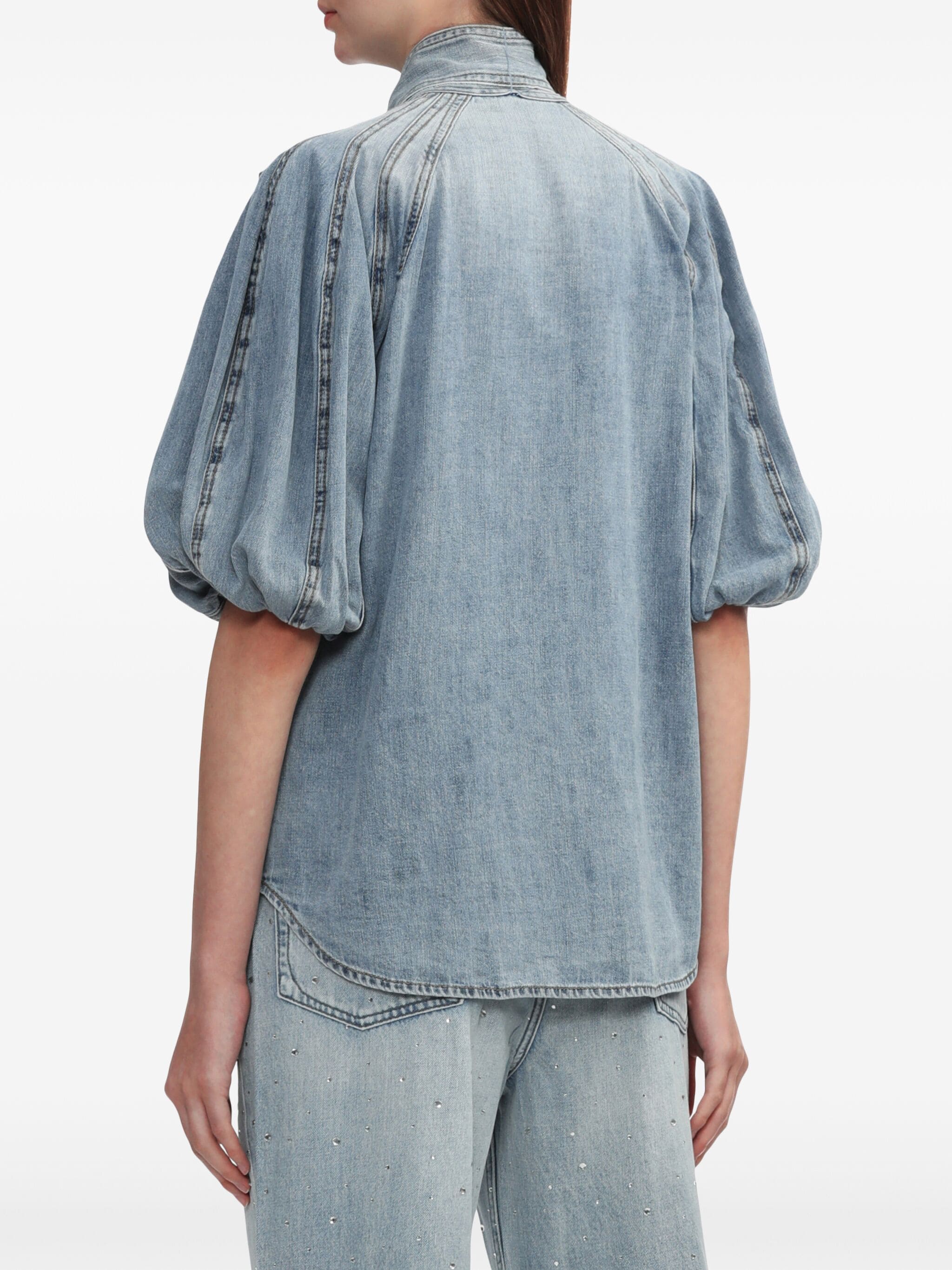 ZIMMERMANN LANTERN PUFF-SLEEVE DENIM SHIRT