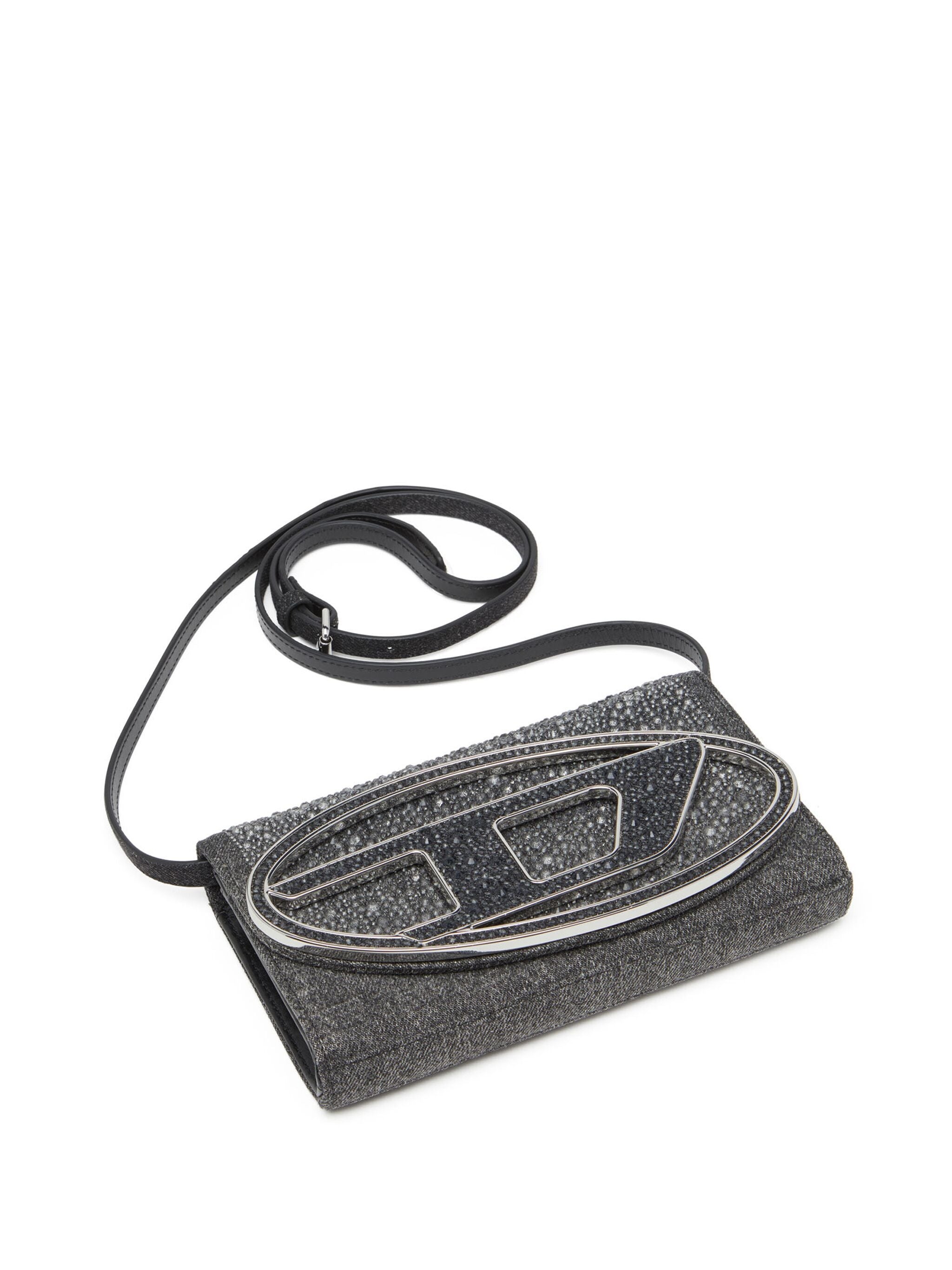 DIESEL 1DR CRYSTAL EMBELLISHED DENIM WALLET