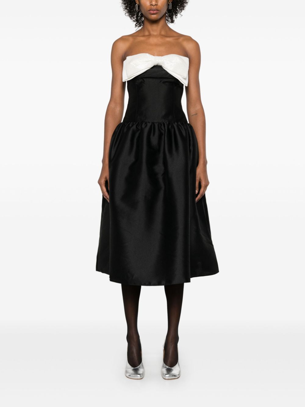 SELF-PORTRAIT MIDI DRESS WITH CONTRASTING BOW