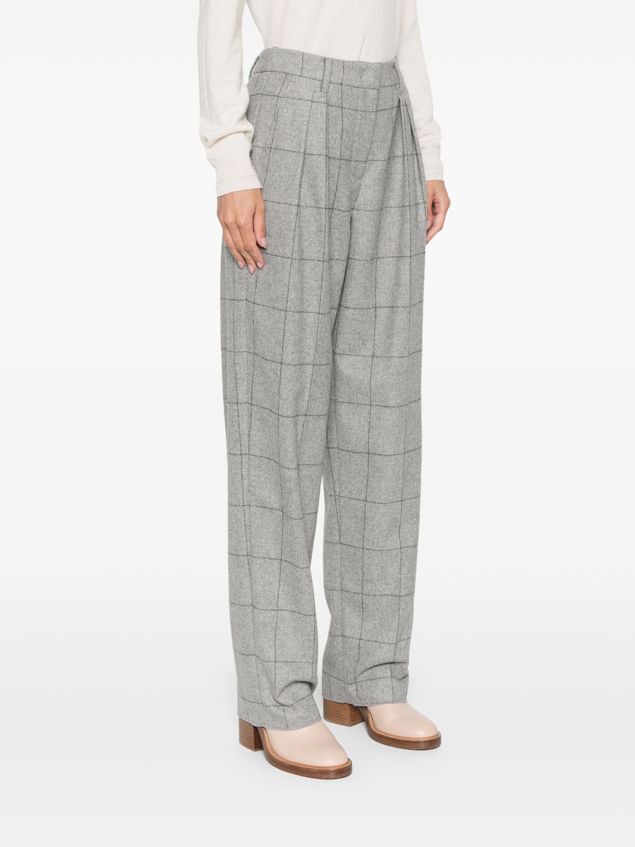 EMPORIO ARMANI CHECKED PLEATED TROUSERS