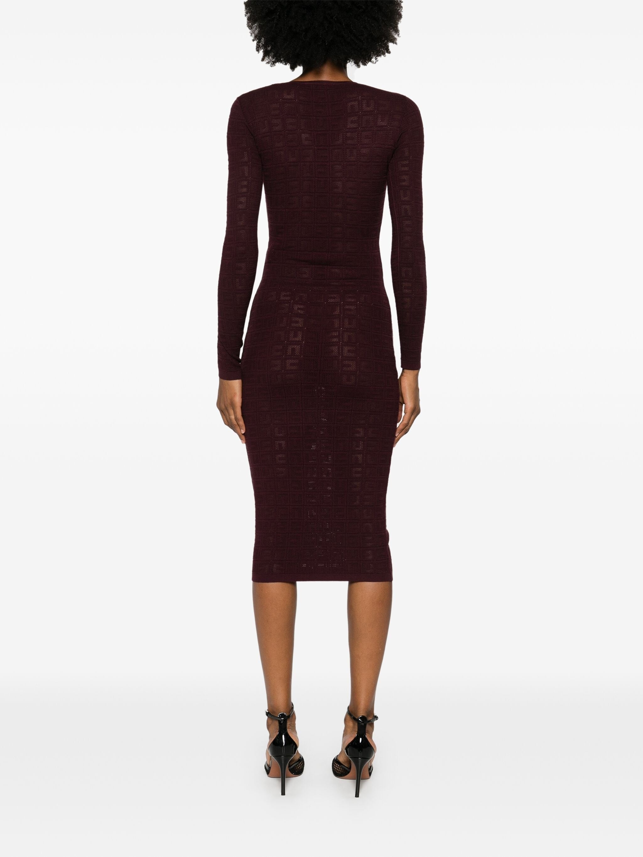 ELISABETTA FRANCHI POINTELLE-KNIT MIDI DRESS